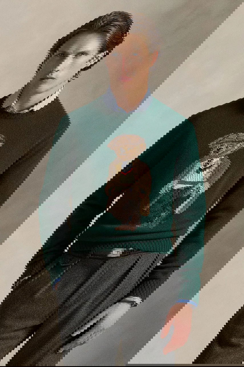 Пуловер Polo by Ralph Lauren Wool Crewneck Heritage Bear Sweater Зелено | 710978308, 0