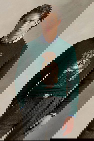 Пуловер Polo by Ralph Lauren Wool Crewneck Heritage Bear Sweater Зелено | 710978308, 0