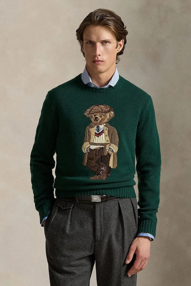Wool Crewneck Heritage Bear Sweater