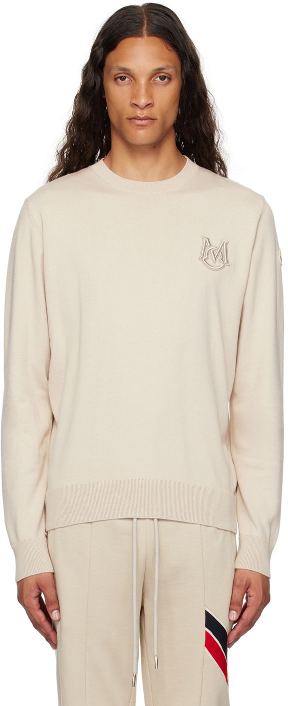 Пуловер Moncler Beige Appliqué Sweater Бяло | J20919C00002M1113, 0
