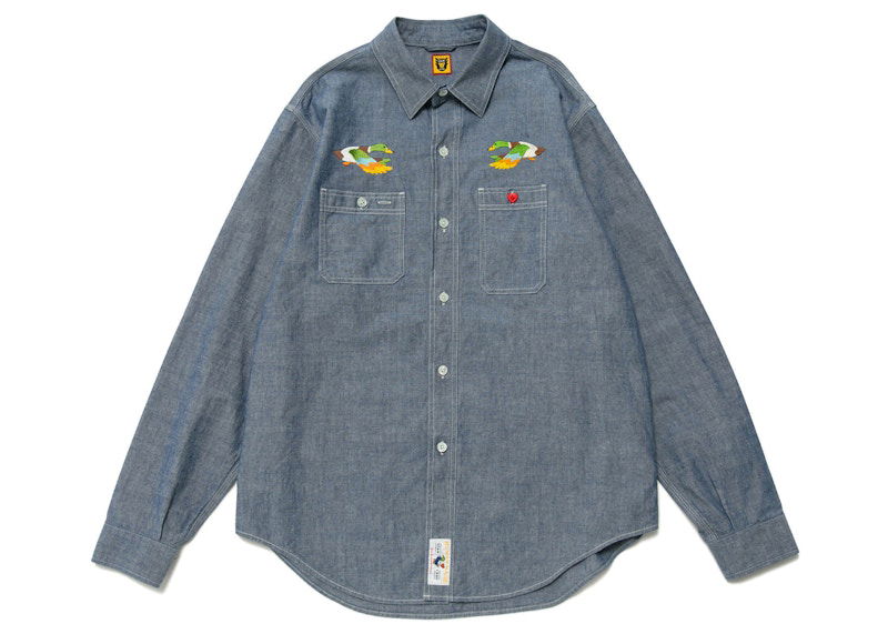 Риза Human Made Long Sleeve Chambray Shirt Синьо | HM25SH002