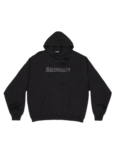 Суитчър Balenciaga Caps Destroyed Oversize Fit Hoodie Черно | 659403TKVB61781