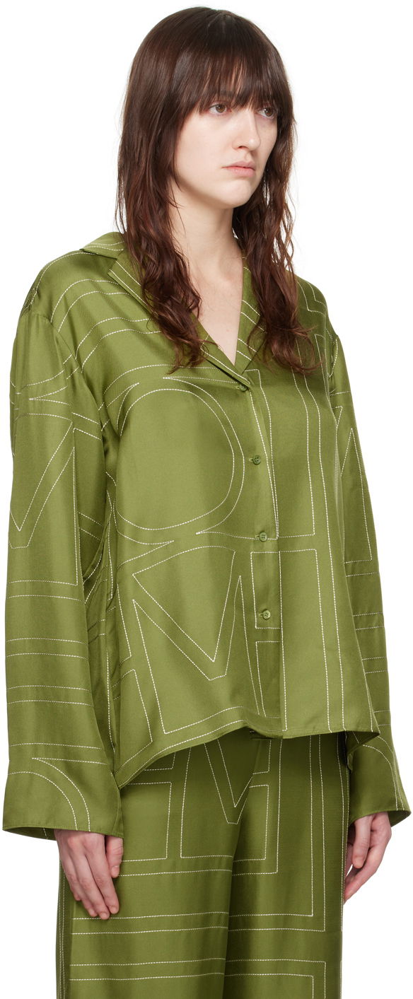 Риза TOTEME TOTEME Monogram Embroidered Shirt Зелено | 241-WRT976-FB0089, 1