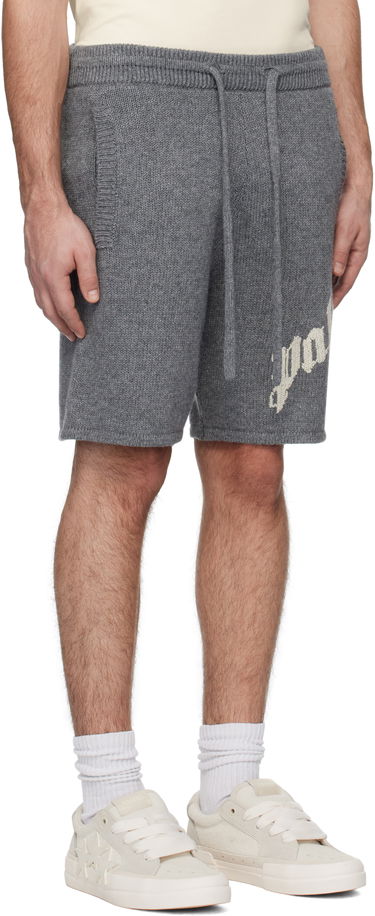 Къси панталони Palm Angels Knit Logo Shorts Сиво | PMHM011S25KNI0010803, 1