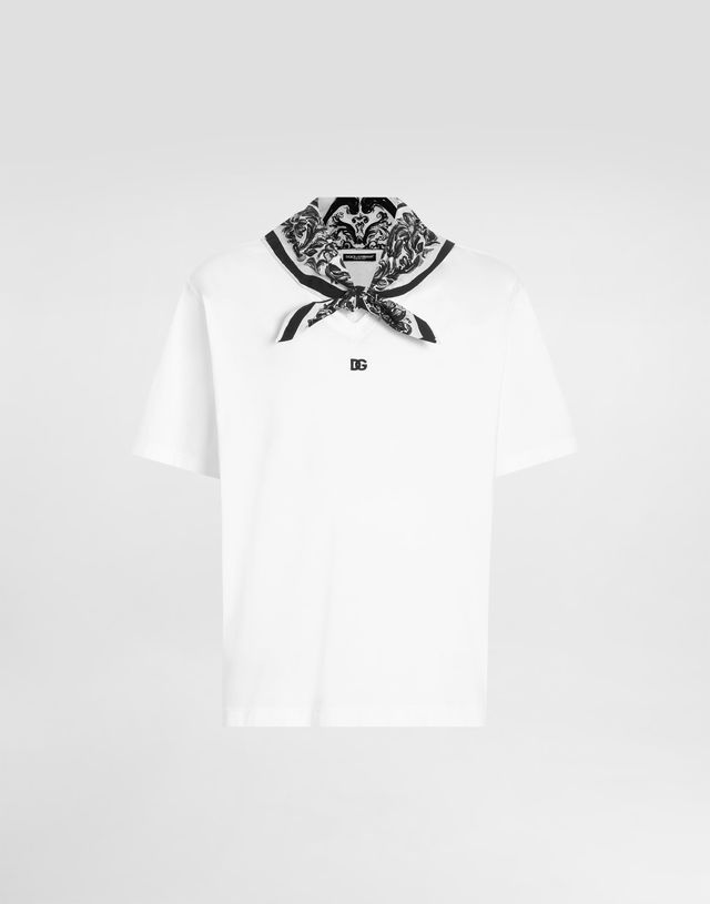 Dolce & Gabbana Cotton T-Shirt with Scarf Detail