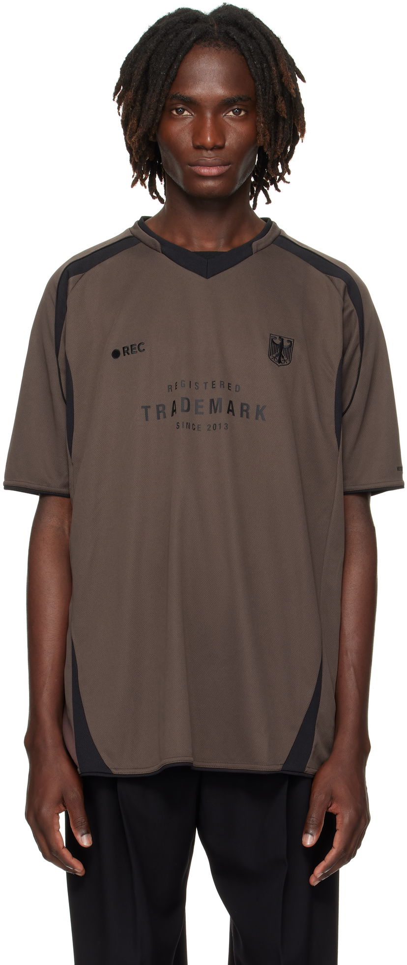 Фланелка VETEMENTS Vetements 'Trademark' Football T-Shirt Кафяво | UH76TR500C