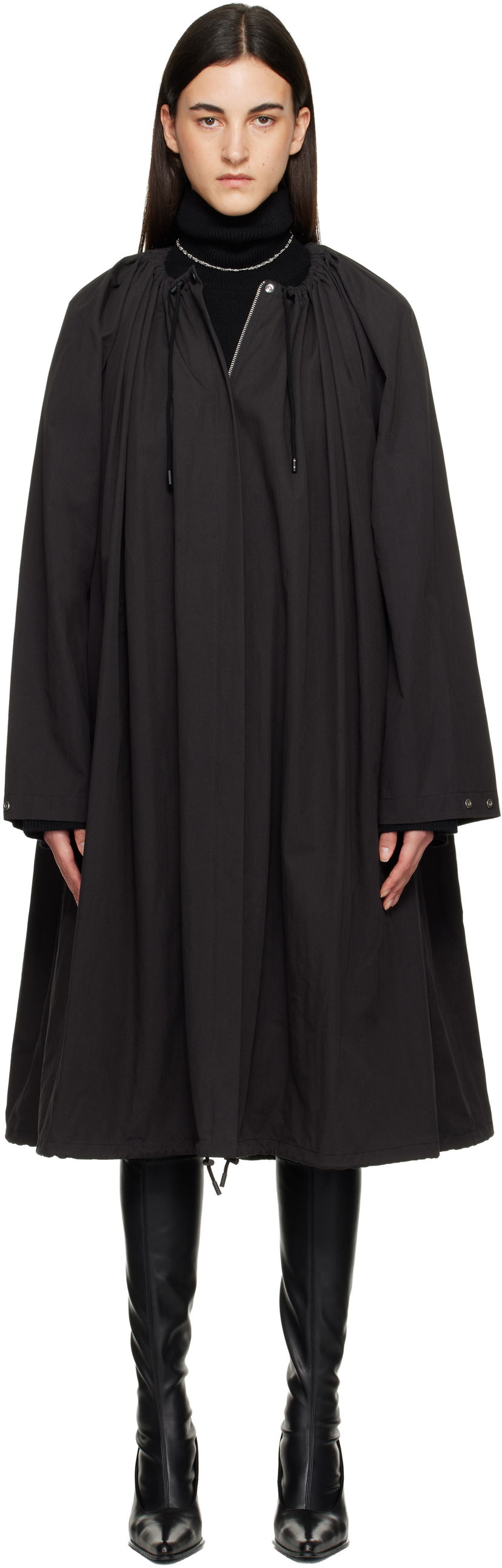 Палта TOTEME Gathered Parachute Coat Черно | 254-WRO0248-FB0509