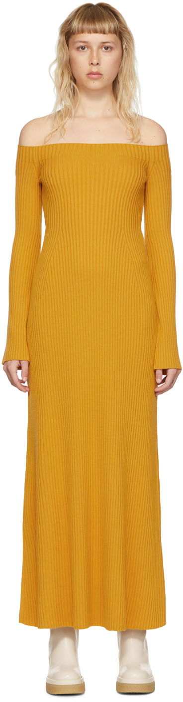 Pокля CHLOÉ Wool Off Shoulder Maxi Dress Жълто | CHC22UMR04650, 0