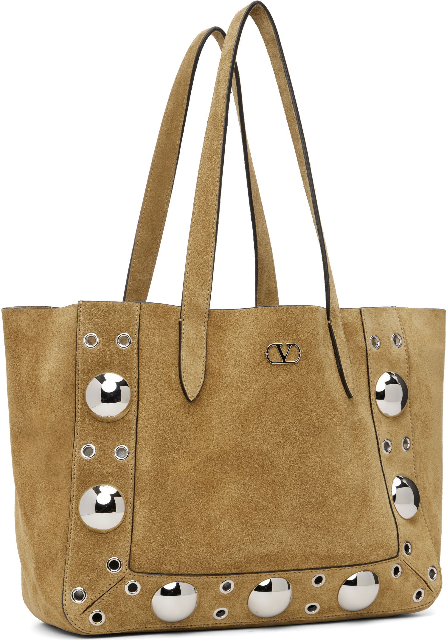 Голяма пазарска чанта Valentino Medium Nellcôte Suede Studded Tote Бежово | 7W2B0R88JET, 1