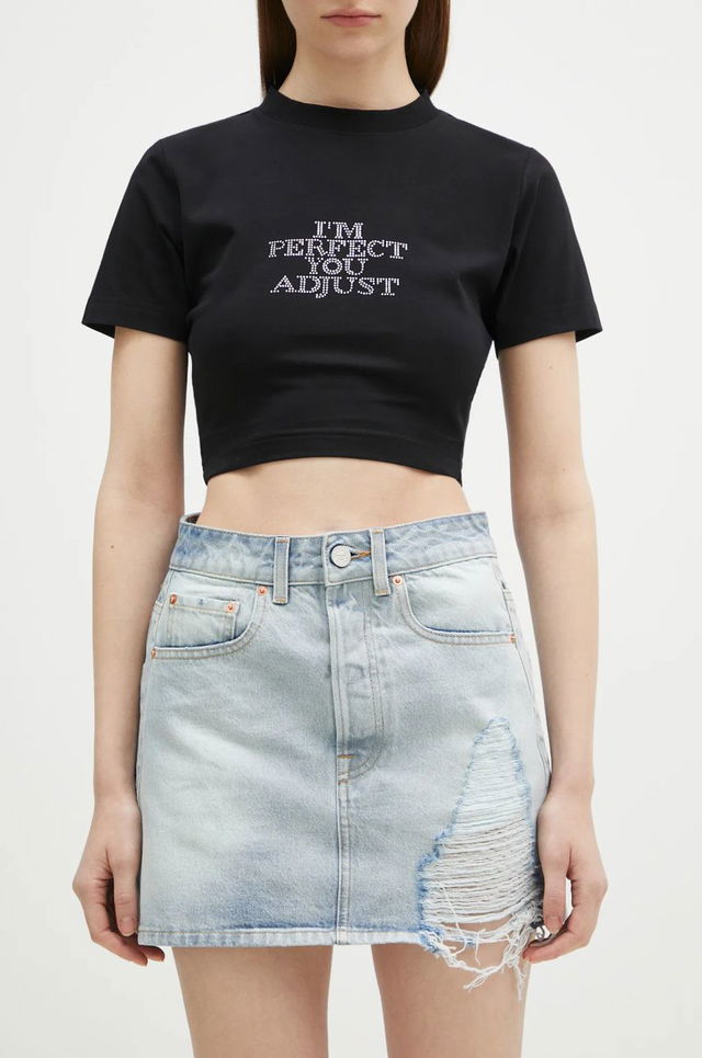 VETEMENTS Destroyed Denim Mini Skirt