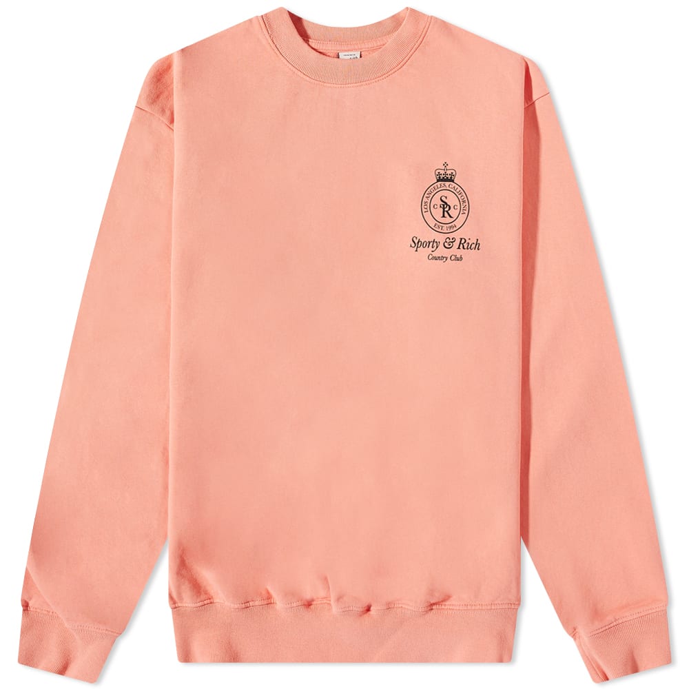 Пуловер Sporty & Rich Crown Crew Sweat Grapefruit/Black Розово | CR473GF, 0