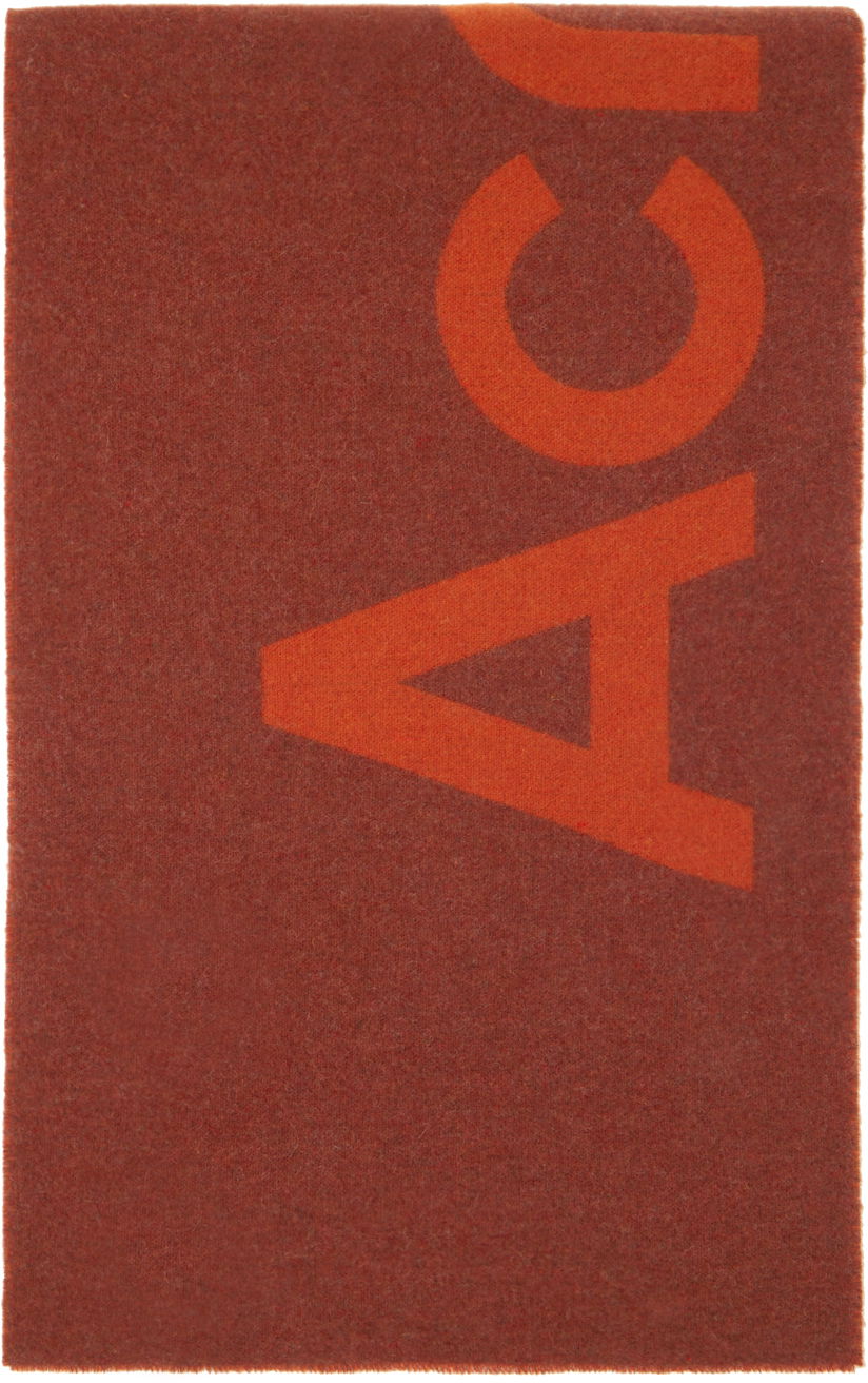 Облекло Acne Studios Brown & Orange Logo Jacquard Scarf Червено | CA0154-, 0