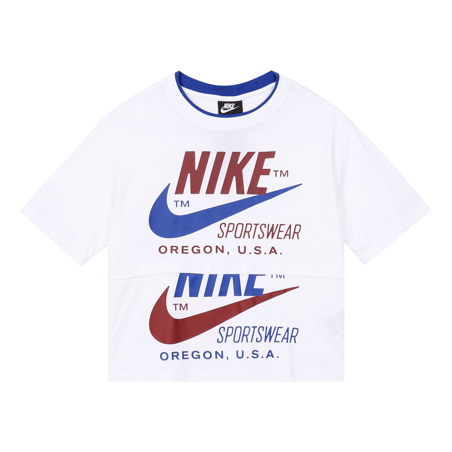 Съкратен топ Nike Logo Splicing Short Sleeve T-Shirt Бяло | CJ2041-100, 0