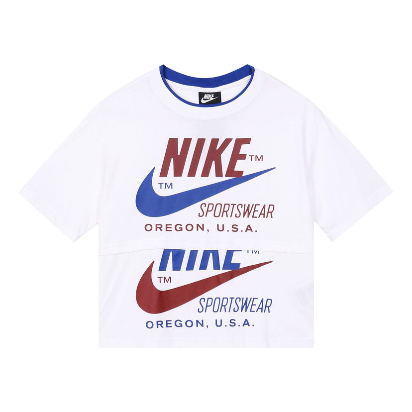 Съкратен топ Nike Logo Splicing Short Sleeve T-Shirt Бяло | CJ2041-100