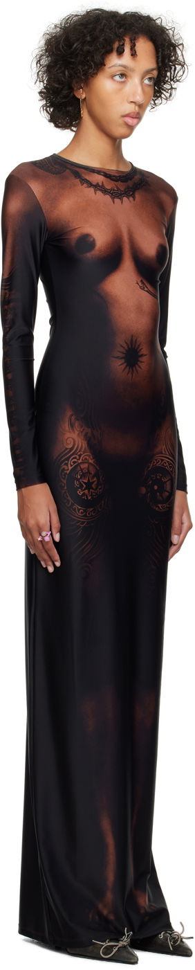 Pокля Jean Paul Gaultier Jean Paul Gaultier 'The Long Ebony Body Tattoo' Maxi Dress Черно | 23/15-F-RO069-J527-67, 1