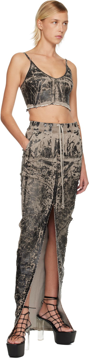 Съкратен топ Rick Owens Rick Owens DRKSHDW Concordians Marbled Coated Denim Frayed Hem Crop Top Многоцветен | DS02E7132 SDWF, 3