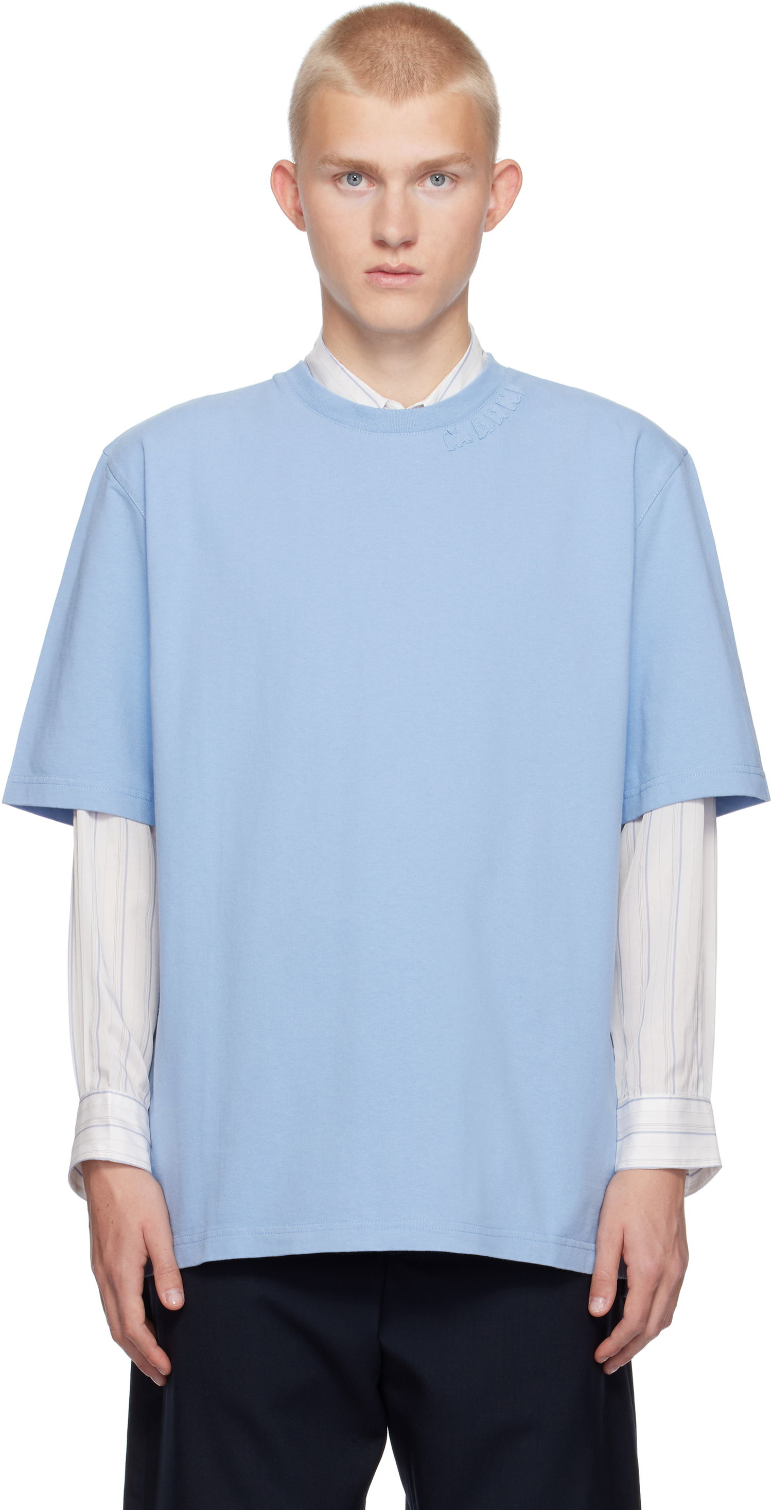 Тениска Marni Oversized T-shirt Синьо | HUMU0287X0 UTC406, 0