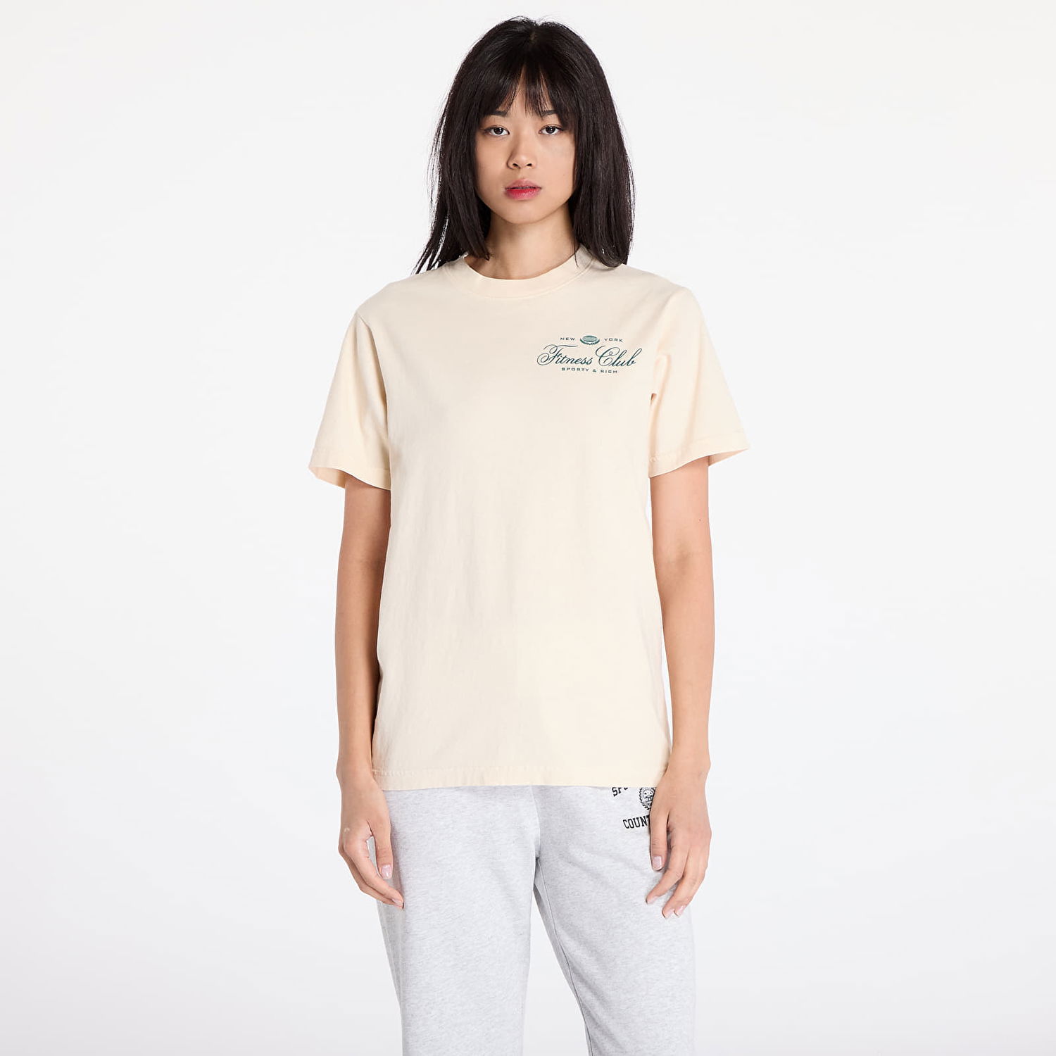 Тениска Sporty & Rich Fitness World T-Shirt UNISEX Cream/ Alpine XS Бежово | TO043516166CR01, 1
