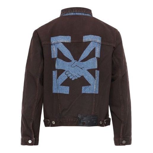 Яке бомбър Off-White Off-White Arrow Handshake Print Denim Jacket Кафяво | OMYE061F20DEN0036064, 0