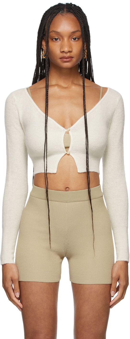 Съкратен топ Jacquemus Off-White La Montagne 'Le Cardigan Alzou' Бяло | 213KN203-2360, 0