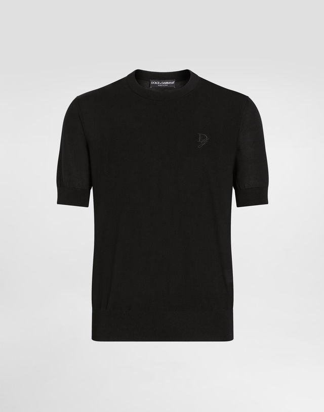 Dolce & Gabbana Silk Round-Neck Sweater with DG Embroidery