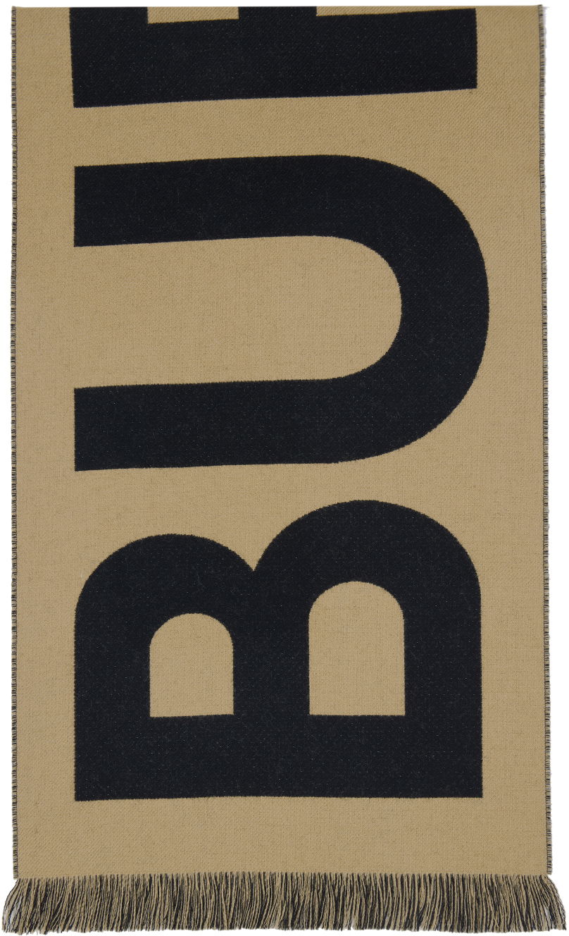 Шал Burberry Jacquard Logo Scarf Beige & Black Бежово | 8057147, 0