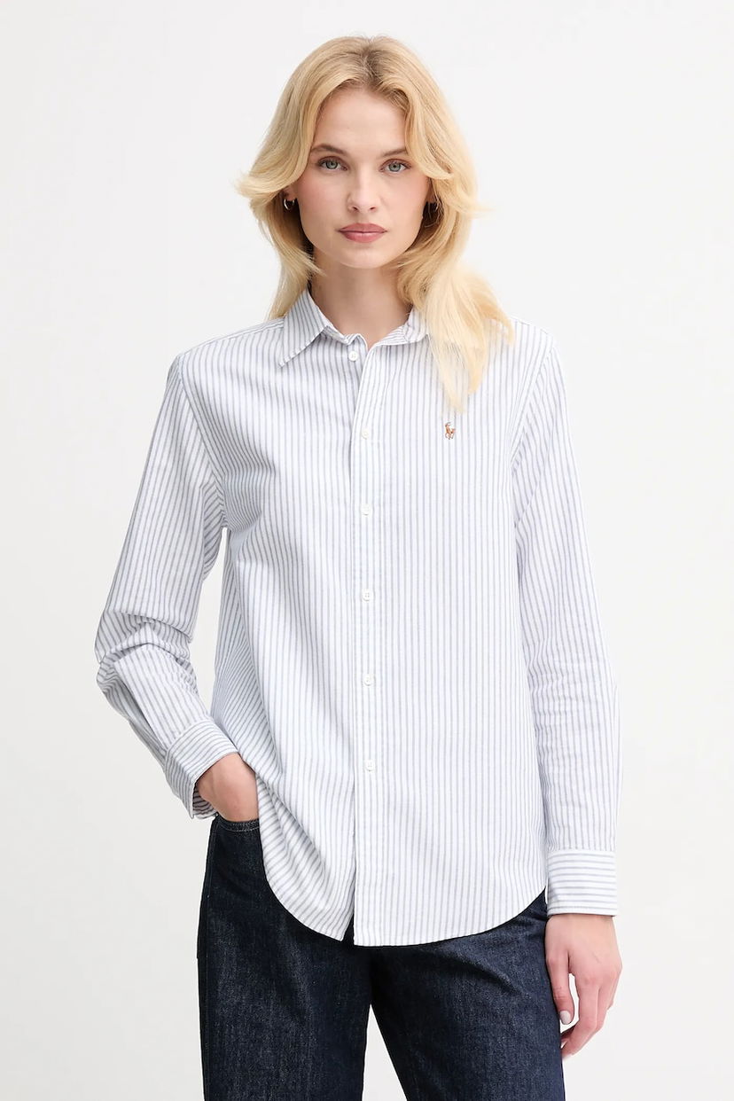 Риза Polo by Ralph Lauren Striped Cotton Shirt, Regular Fit Бяло | 211971500