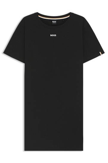 Тениска BOSS Stretch-Cotton T-Shirt with Logo Details Черно | 50545587, 0