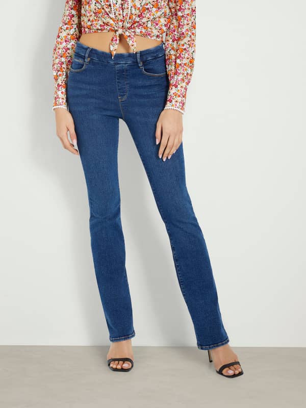Панталони и дънки GUESS Mid Rise Bootcut Denim Pant Тъмно синьо | W4GA58D5BR0, 0
