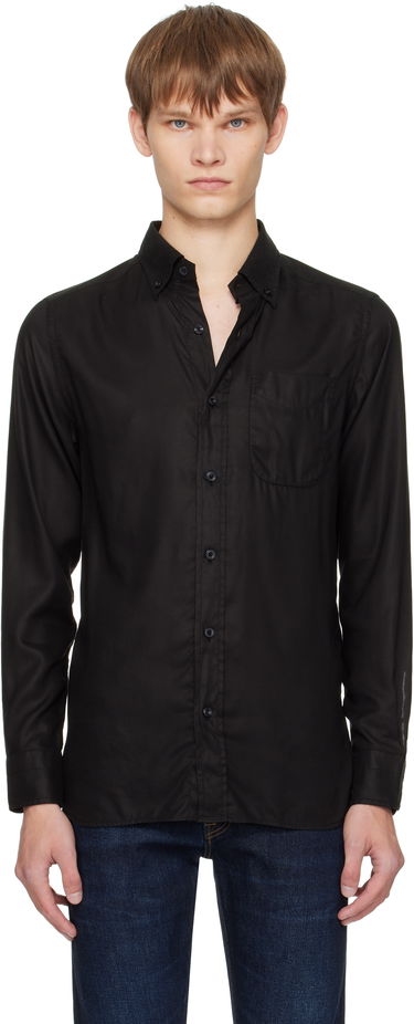 Риза Tom Ford TOM FORD Gabardine Slim Fit Shirt Черно | HSO001-FMT058, 0
