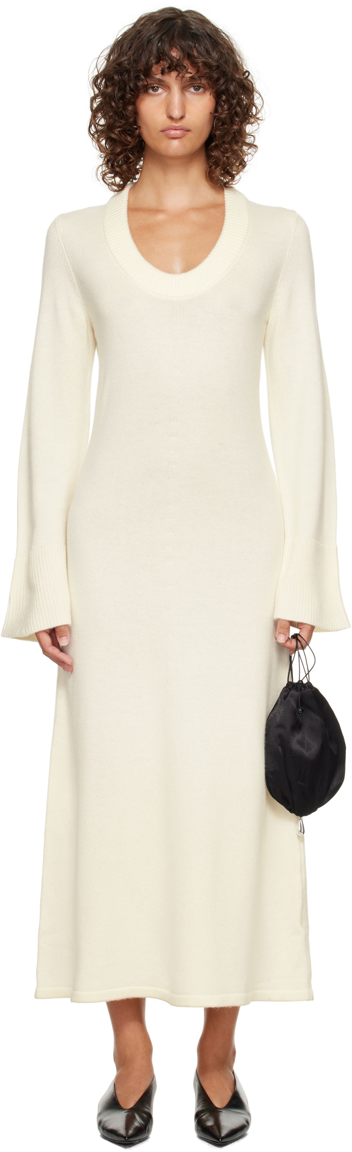 Pокля Loulou de Saison Loulou de Saison Ari Knit Maxi Dress Бяло | ARI, 0