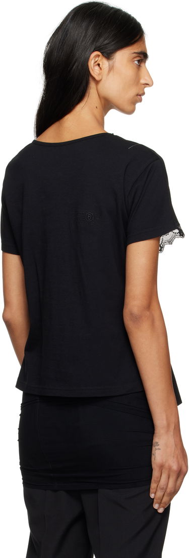 Тениска Maison Margiela MM6 Maison Margiela Jersey & Lace Peplum T-Shirt Черно | S52NC0353 M20048, 2
