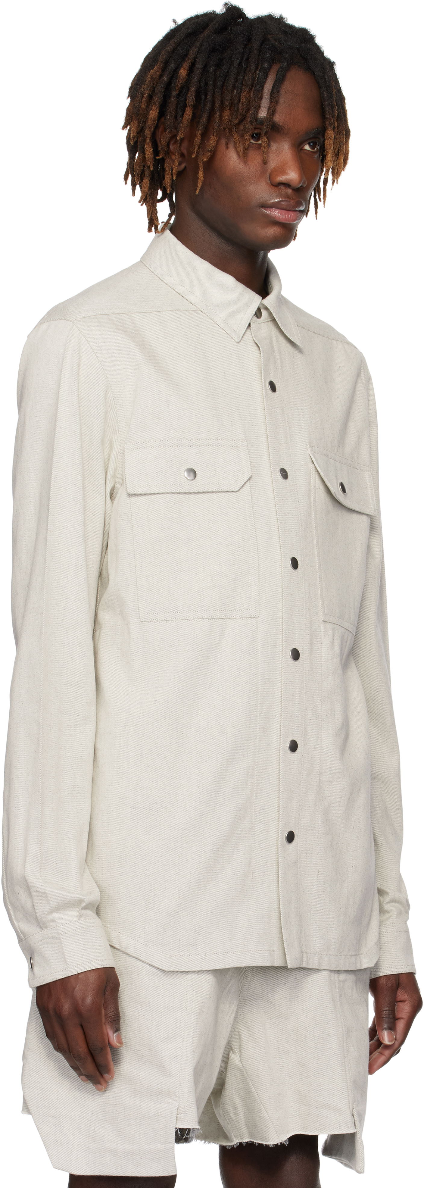 Риза Rick Owens Rick Owens Hollywood Denim Overshirt Бежово | RU01E5729 DRD, 1