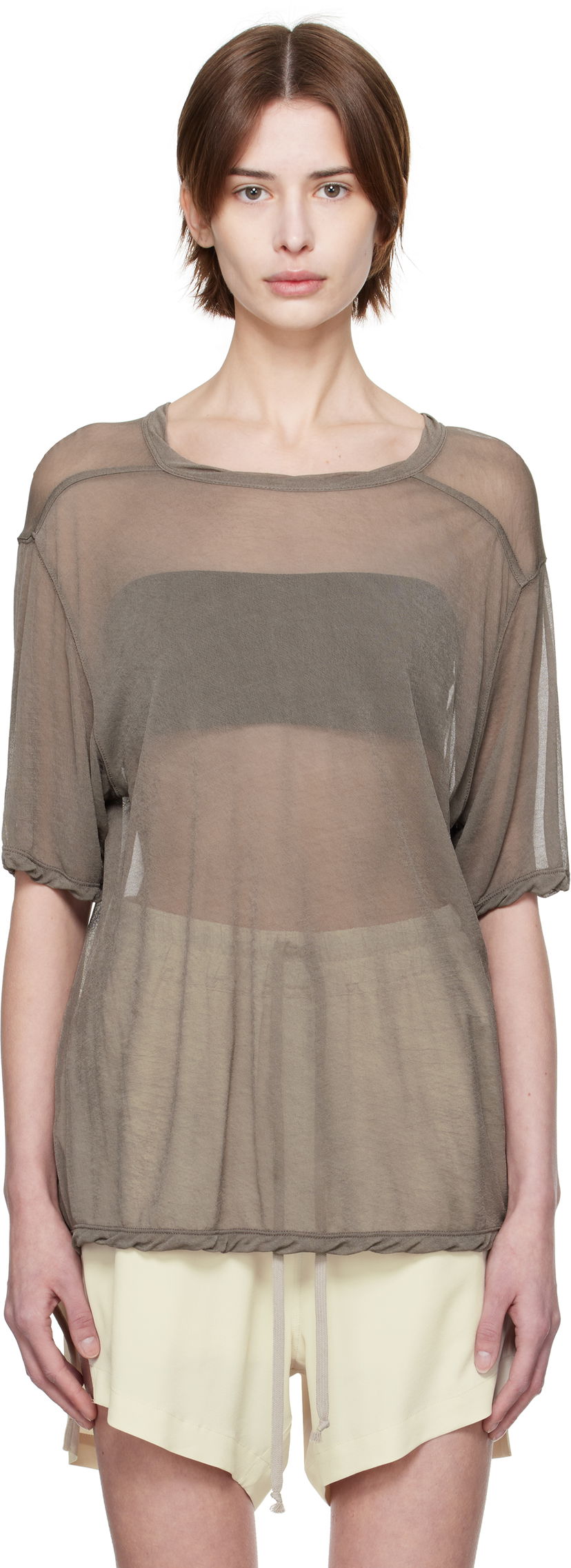 Тениска Rick Owens Rick Owens Hollywood Brad Sheer T-Shirt Сиво | RP01E7200 JCR