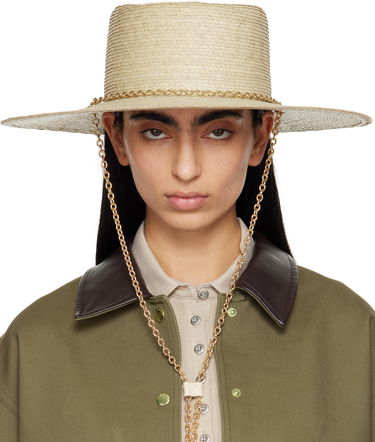 Шапка rag & bone Rag & Bone Jacque Boater Hat with Chain Бежово | WJW25SH1017ST17, 0