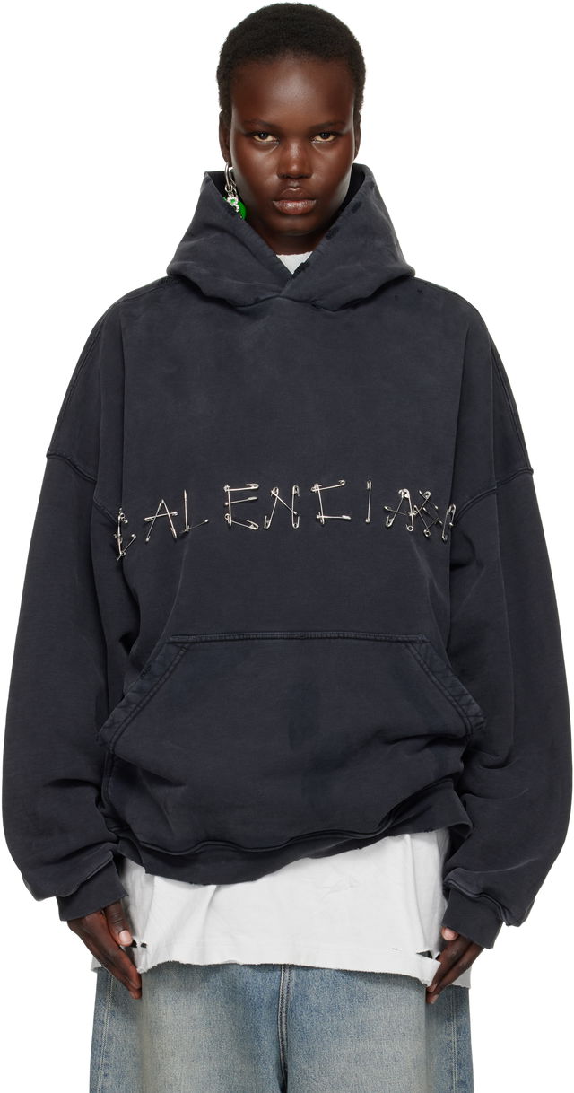 Safety Pin Logo Black Hoodie