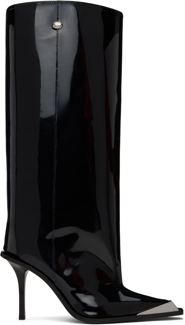 Black Patent Leather Pointed Toe Boots