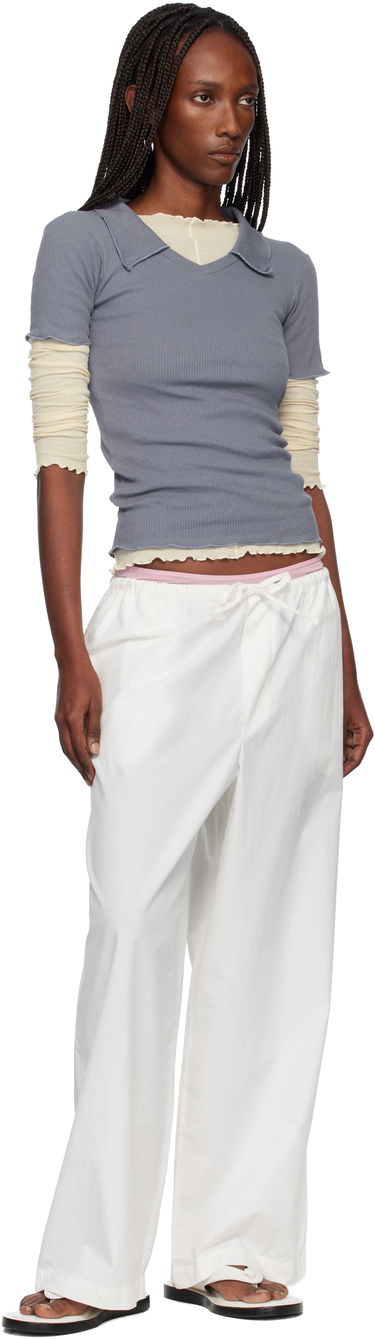 Поло тениска Baserange Ribbed Collared V-Neck Short-Sleeve Iso Polo Синьо | TTIT-RD-WI25, 3