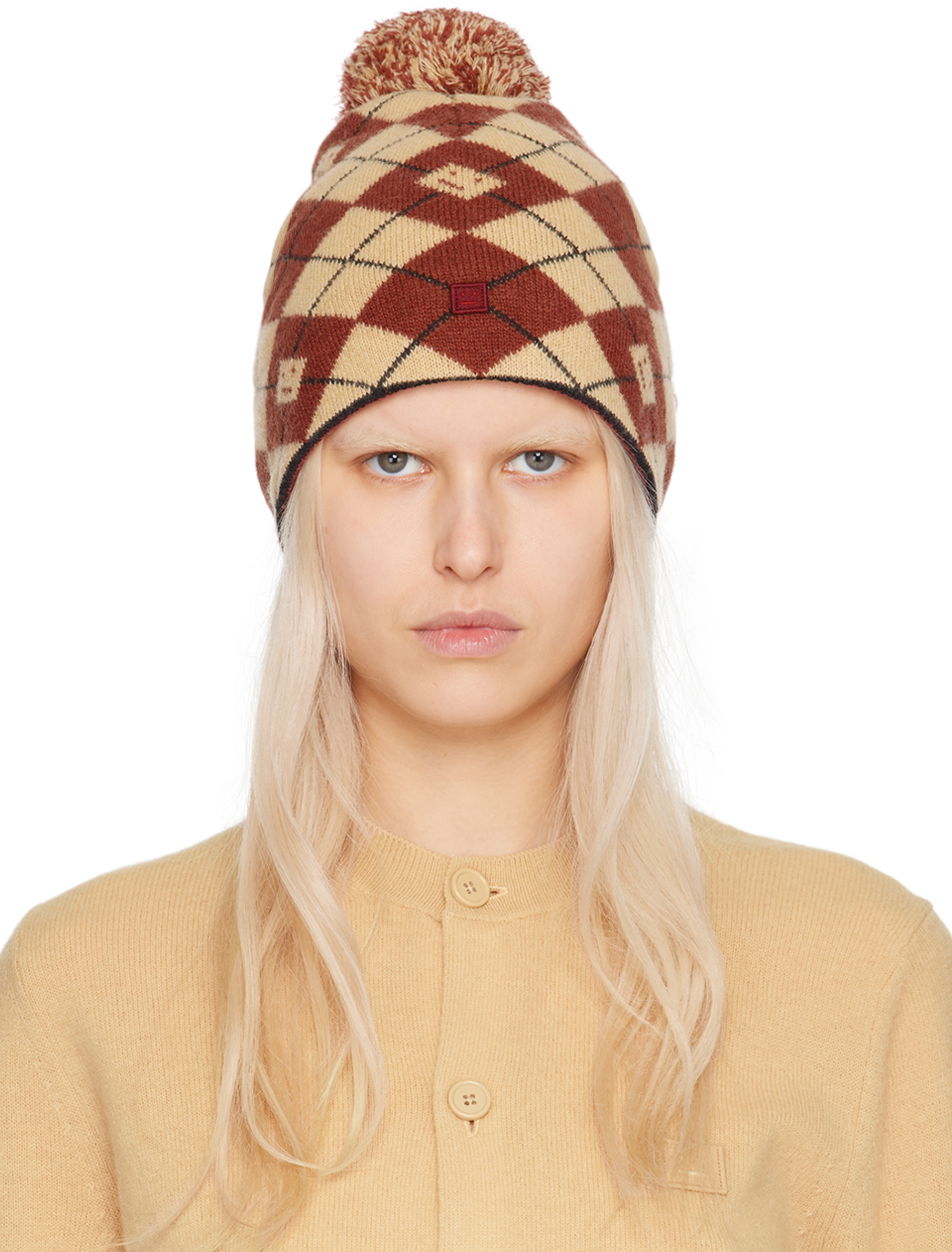 Шапка Acne Studios Argyle Jacquard Beanie Червено | C40317-, 0