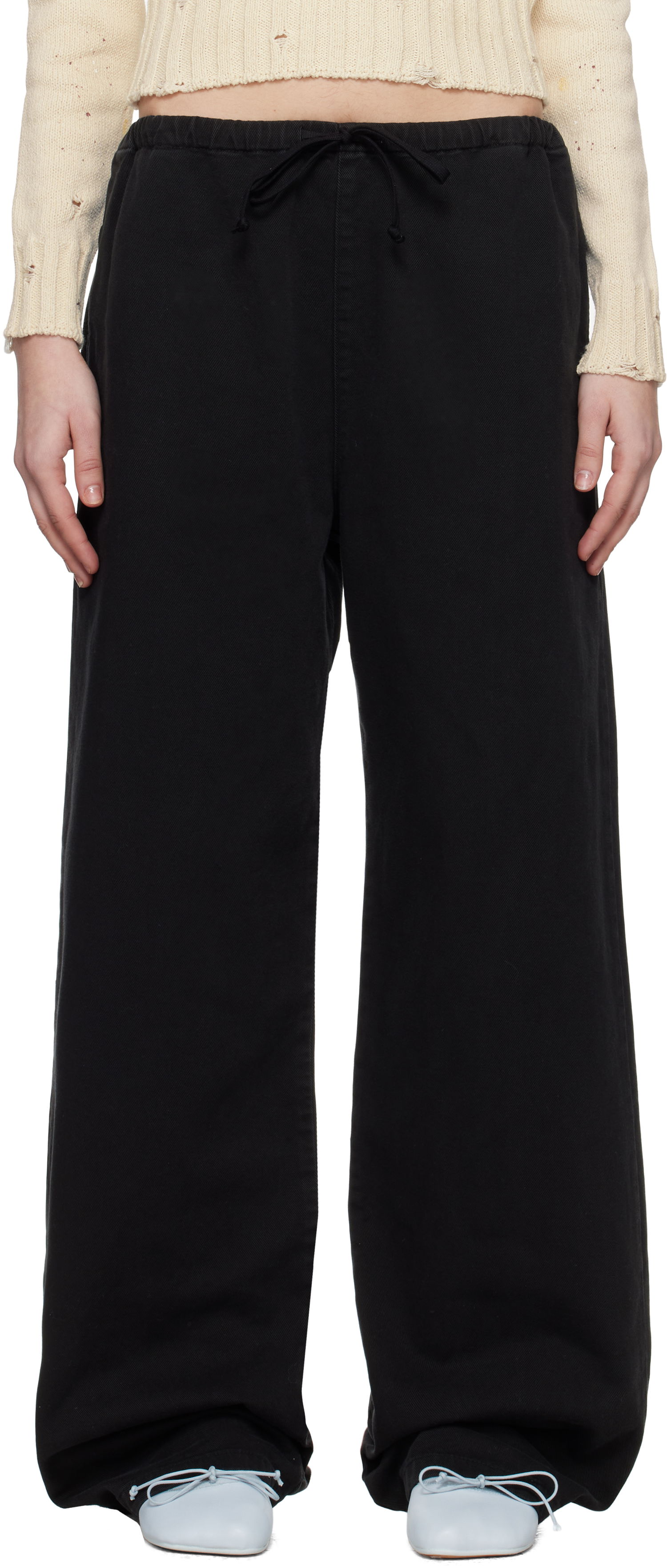 Спортни панталони Maison Margiela MM6 Maison Margiela Bull Wide-Leg Pants Черно | S62KB0235 S30653, 0