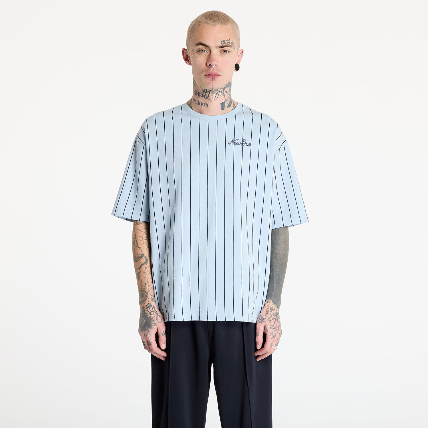 Тениска New Era New Era Pinstripe Oversized T-Shirt Синьо | 60596613, 0