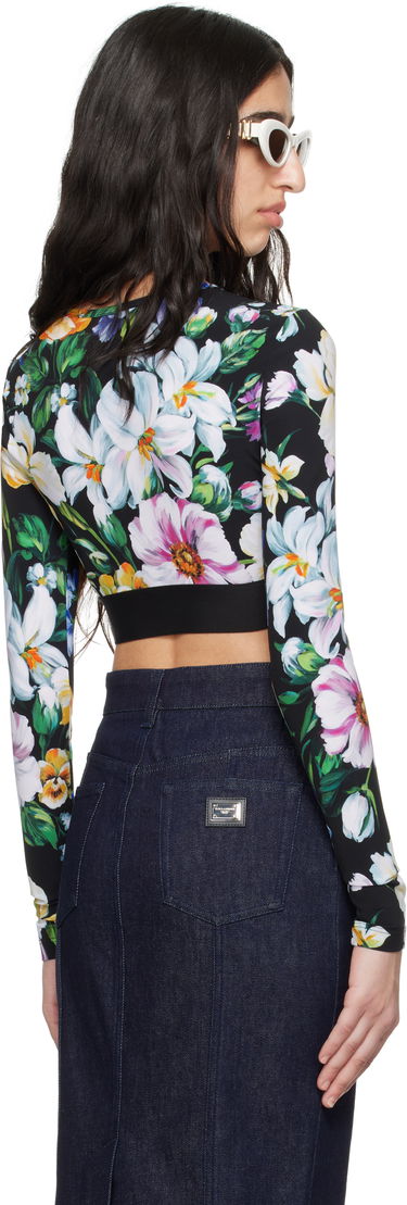 Съкратен топ Dolce & Gabbana Dolce&Gabbana Floral Print Activewear Crop Top Черно | F8N51T FSG8L, 2