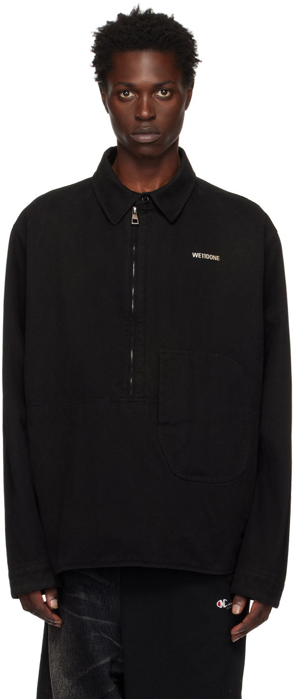 Риза We11done Designer Half-Zip Oversized Shirt Черно | WD-SH3-22-157-U-BK, 0