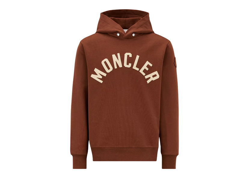 Суитчър Moncler Curved Logo Cotton Hoodie Кафяво | H20918G00050809KR299