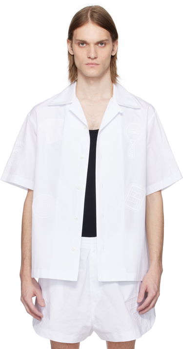 Риза Lacoste Lacoste Runway Relaxed Fit Badge Shirt Бяло | CH6843, 0