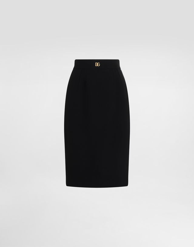Dolce & Gabbana Wool Midi Pencil Skirt with DG Logo