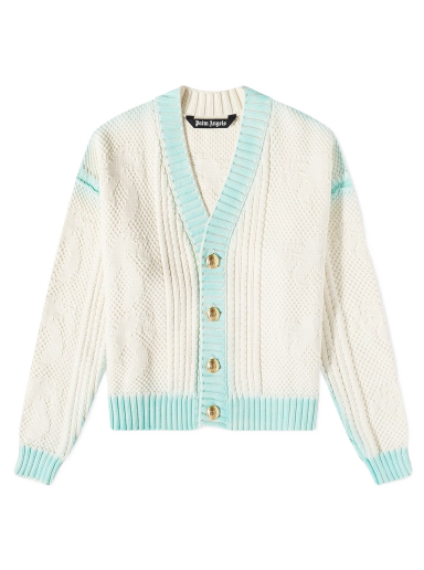 Пуловер Palm Angels Sprayed Palm Cardigan Бяло | PMHB014S23KNI0010340