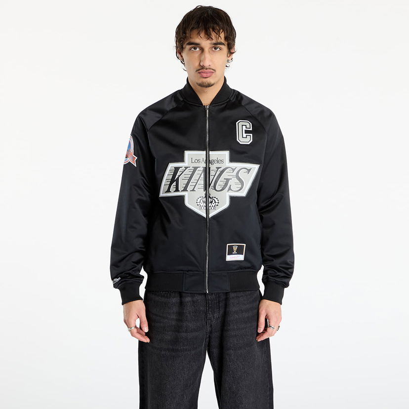 Яке бомбър Mitchell & Ness NHL Maxxed Out Satin Jacket Kings Wayne Gretzky XL Черно | JK11279-LAKBLCK