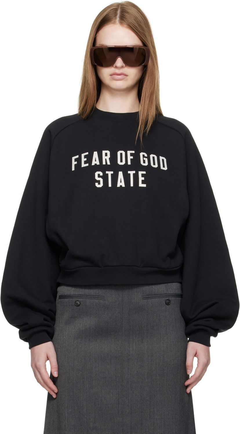 Суитчър Fear of God Fear of God ESSENTIALS Fleece Raglan Crewneck Sweatshirt Черно | 192SP257830FW