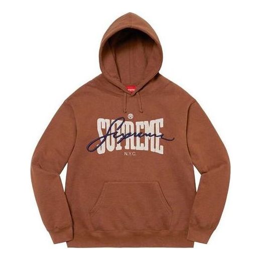 Суитчър Supreme Supreme Embroidered Chenille Hooded Sweatshirt Кафяво | SUP-SS22-188